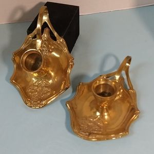 Two Brass India Candleholders